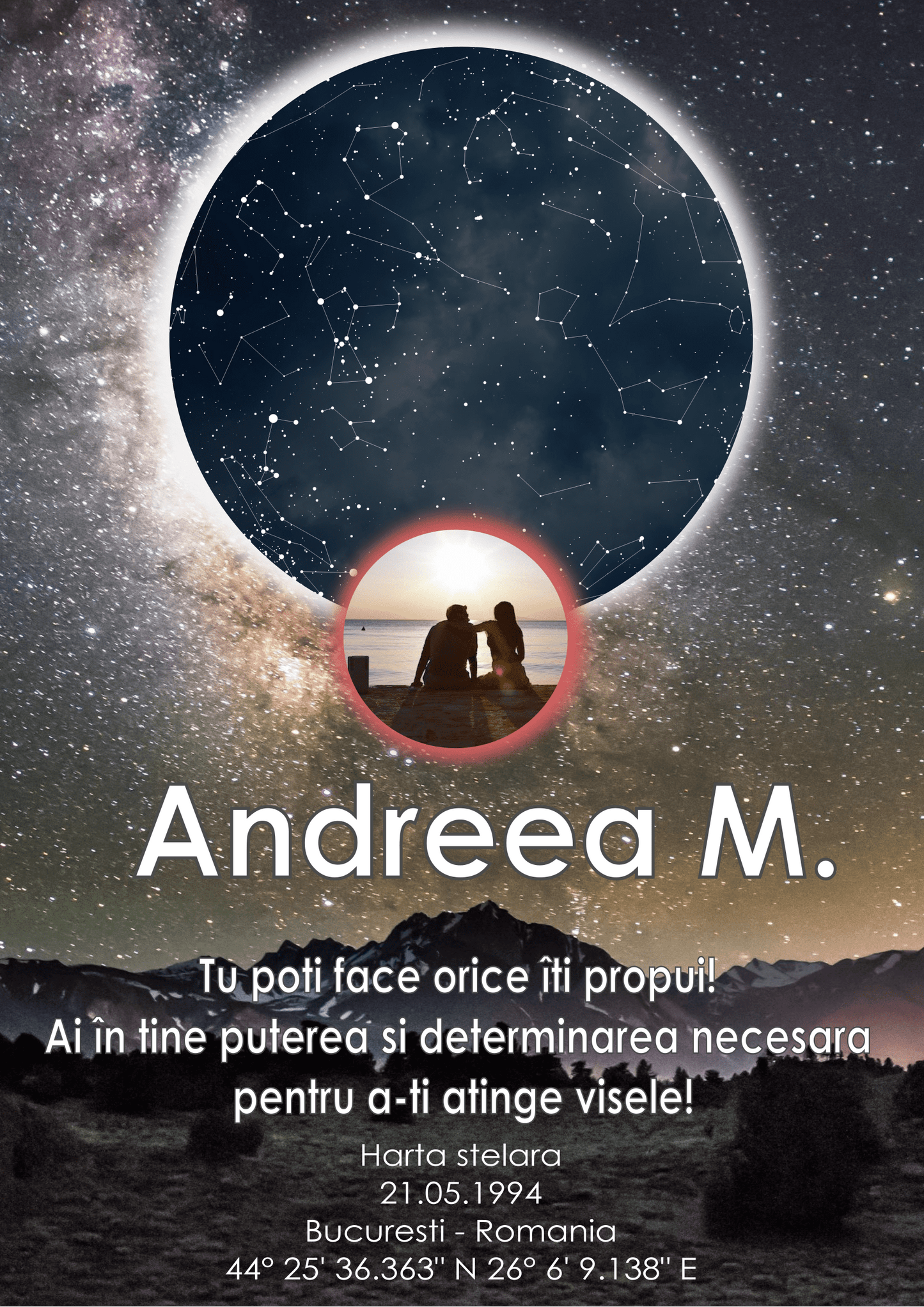 Harta Stelara Personalizata cu Poza-PRET INCREDIBIL-Produs ORIGINAL